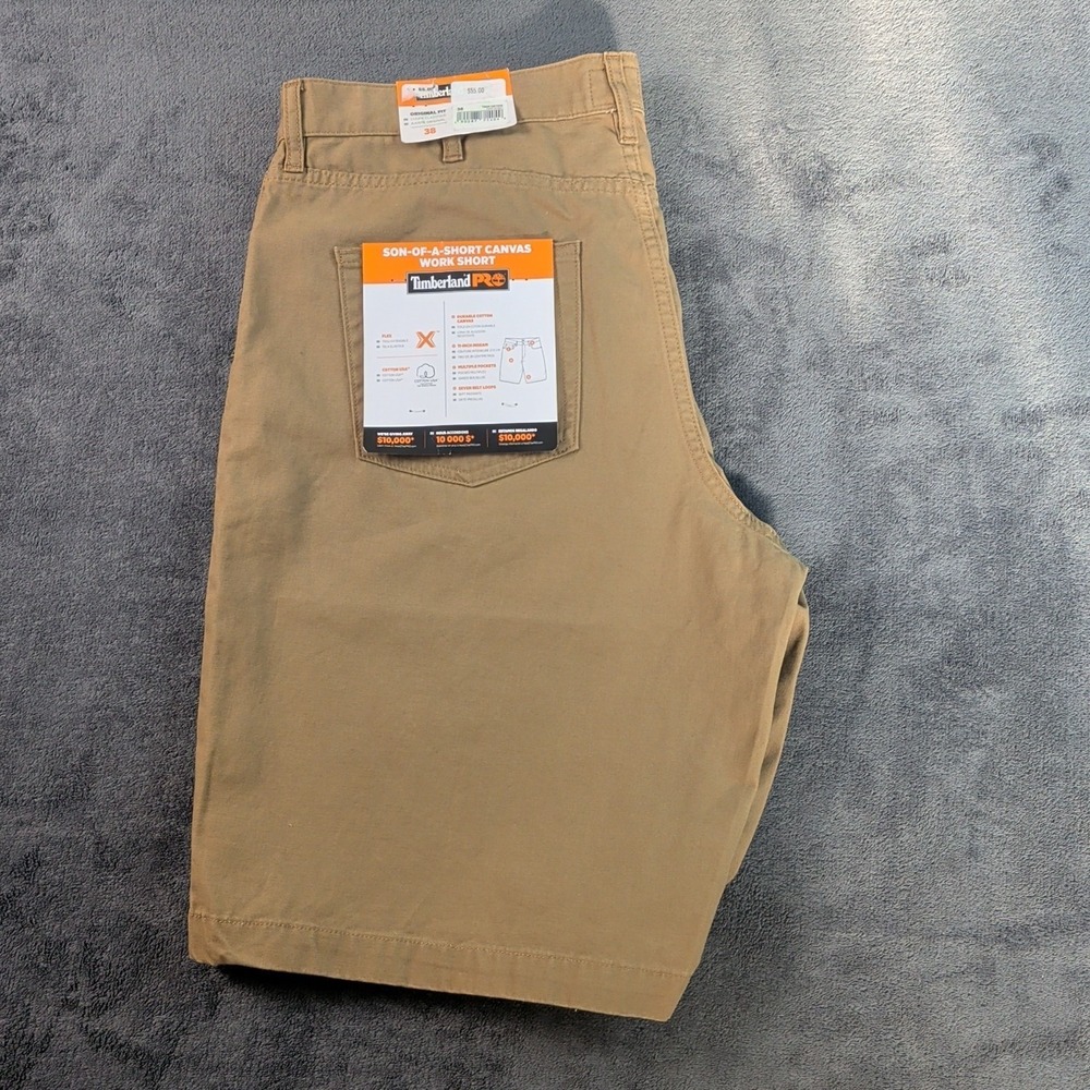 Timberland pro Mens shorts size 38 Canvas work Cargo Dark wheat New with tags